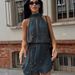 Sexy Sequin Halter Neck Tie up Dress Trendy New Autumn 2025 Style Women's Cross Border European American Fashion_ecoleips.com
