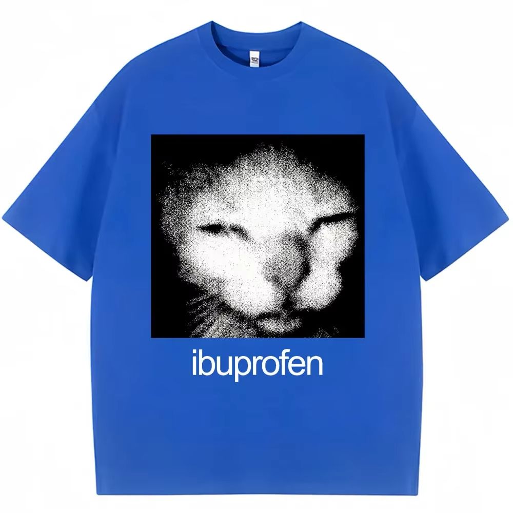 2025 Vintage Funny Ibuprofen Cat Meme Graphic T Shirt Men Women Humor Fashion T Shirts Oversized Casual Streetwear T-shirts_ecoleips.com