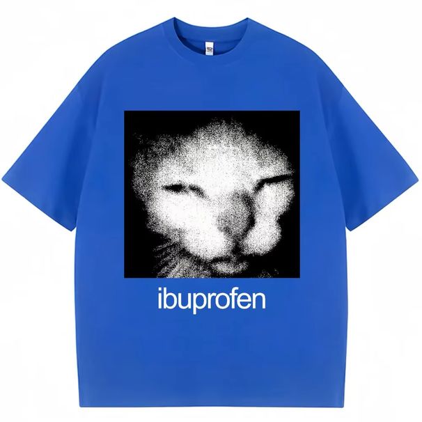 2025 Vintage Funny Ibuprofen Cat Meme Graphic T Shirt Men Women Humor Fashion T Shirts Oversized Casual Streetwear T-shirts_ecoleips.com