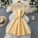 French Elegant Sleeveless A-Line Knit Dress for Women Summer Short Skirt Pearl Embellishment Versatile Cross Border Trade Dress_ecoleips.com