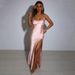 Women's Clothing Sexy Dress Slimming And Slimming Backpack Hip Slit Party Suspender Dress_ecoleips.com