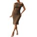 Voya Cross-border European American Style French Off-shoulder For Women, Summer Waist-cinching Slimming Lace Bodycon Dress,_ecoleips.com