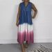 Independent Website Tie Dye Tencel Denim Long Sleeveless Blue And White Dress For Women_ecoleips.com