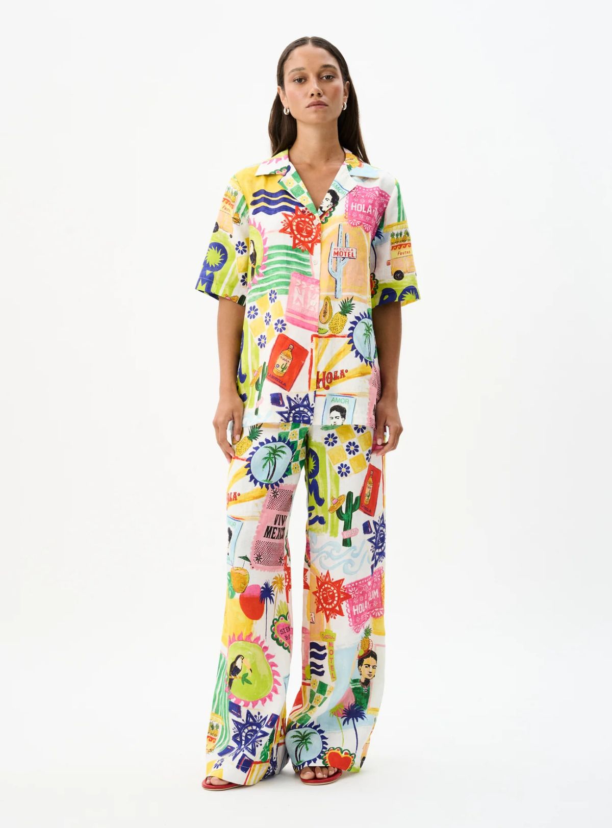 Women's Clothing Fashion Linen Printed Short Sleeved Floral Color Holiday Casual Versatile Suit_ecoleips.com