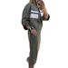 Versatile Zip-Up Jacket & Midi Dress Set For Women - Stylish Casual Polyester Blend Outfit In Black/Blue/Green (Xs-Xxxl)_ecoleips.com