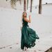 Women's Summer New Bohemian Solid Color V-Neck Sleeveless High-Slit Long Dress_ecoleips.com