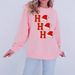 Christmas Embroidery Sweatshirt – Oversized Long Sleeve Crewneck (XS/S/M/L, Pink)_ecoleips.com