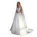 Women's Clothing Elegant White Chiffon Wedding Dress Sheer Details Train Strapless Gown Bride Choir Performance (US2-US26W, Plus Size Available)_ecoleips.com