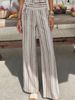 Casual Style Women's Striped Lace-up Wide-leg Pants, Thin And Breathable, Striped Printing, High Waist And Loose, Daily Commuting_ecoleips.com