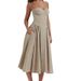 Women Sexy Spaghetti Strap All‑Over Print Slim Fit Elegant Midi Dress Casual Party Evening Outfit_ecoleips.com