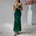 French Style Sexy Solid Color Strapless Slim Bodycon Maxi Dress Formal Evening Party Gown_ecoleips.com