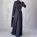 Muslim Dress Women Elegant Long-Sleeve Evening Dress – Slim Fit Modest Gown (Dark Blue, S-XXL)_ecoleips.com