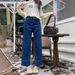 Light Blue Straight-leg Jeans Women, New Autumn Style, Suitable For Pear-shaped Body, Plus Size, High-waisted, Loose,_ecoleips.com