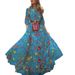 2026 New Spring Cross-Border Southeast Asian Women's Printed Flared Slim-Fit Fashionable Long Dress_ecoleips.com