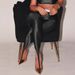 Glossy High-Waist Leggings With Silver Belt & Stirrup – Elegant & Sexy Slim Fit, Stretchy & Shiny For Women_ecoleips.com