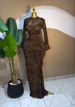 Women's Flocked Floral Mesh Dress With Slip - Elegant Ruffle Sleeve Bodycon Dress For Fall_ecoleips.com
