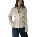 Women's Clothing Elegant Blazer American Style Solid Color Cardigan Long Sleeve Slim Fit Coffee Dark Blue Black_ecoleips.com