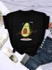 European And American Cross-border Foreign Trade Wholesale Clothing Cartoon Avocado Round-neck Plus-size Short-sleeve_ecoleips.com
