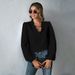 Popular Ruffle Edge V-neck Loose Long-sleeved Commuter Women's Shirt_ecoleips.com