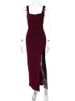 Mozision Square Collar High Split Sexy Maxi Dress Women Elegant Sleeveless Backless Ruched Evening Club Party Long Dress Female_ecoleips.com