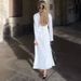 Talenza Women's Knitted Long Dress Autumn Winter Solid Loose Long Sleeve Tie Y2k Dress Casual Office Commuting Long Dress Female_ecoleips.com