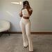 Audday 2024 Spring New Sexy Slim Fit Crop Top Short Sleeve T-Shirt High Waist Tight Casual Long Pants Set_ecoleips.com
