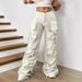 Women's Clothing Functional American Style Multi Pocket Trendy High Street Wide Leg Casual Pants_ecoleips.com