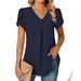 2023 Popular Item On Independent Sites, Wish, And .: Summer Simple Women's V-neck Petal Sleeve Shirt_ecoleips.com