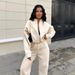 Women's Clothing Autumn And Winter Fashion Personalized Zipper Leisure Sports Suit Long Sleeve Casual Pants Two Piece Set_ecoleips.com