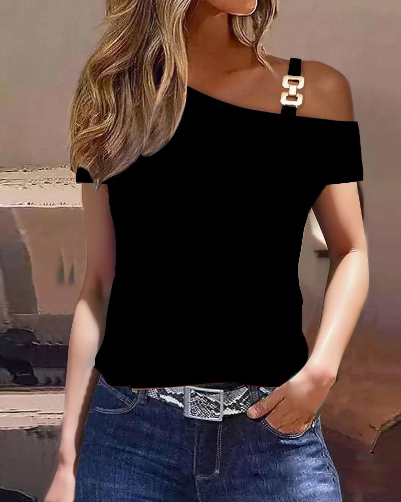 Women Summer Ruffles Short Sleeve Loose T Shirt Chic Elegant Solid O Neck Tops Casual Simple All Match Tee Streetwear Blouse_ecoleips.com