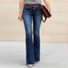 Women's Clothing Washed Jeans Street Fashion Flared Pants Trousers Mid Waist Jeans_ecoleips.com