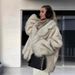 Luxury Faux Fox Fur Long Sleeve Coat For Women – Elegant Suit Collar Cardigan, Relaxed Fit, Winter & Spring Outerwear_ecoleips.com