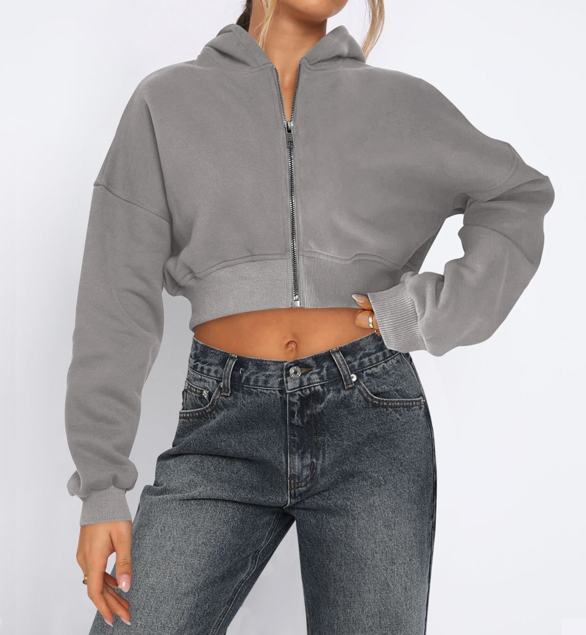 Women's Stylish Streetwear Zip-Up Hoodie Fleece Pullover Casual Jacket With Long Sleeves Versatile Zip-Up Design_ecoleips.com