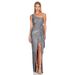 Verve Women's Fashion Ins Style Off-Shoulder Tie Pleated Sweet And Spicy Sequin Gown Dress_ecoleips.com