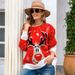 Cozy Christmas Reindeer Fair Isle Knit Sweater For Women - Oversized Pullover With Loose Fit, Long Sleeve, Red & Black (S/M/L/XL)_ecoleips.com