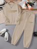 Women's Plus Velvet Sweatshirt Set, Long Sleeve Round Neck Pullover Top And Pants, Loose Fit Warm Sports Tracksuit For Fall And Winter_ecoleips.com