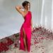 Women's Clothing Summer New Design Temperament Sexy Slim Shoulder Slit Satin Dress Female_ecoleips.com
