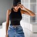 Women's Clothing Short Black Camisole Vest Sleeveless Trendy Summer Top Thin Polyester Bottoming Trend Internet Celebrity Style Small Size_ecoleips.com