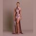 YJ23556 Best-Selling Evening Elegant Slit Halter Neck Sleeveless Party Pleated Long Dress For Women_ecoleips.com