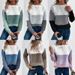 Women's Color-Block Knit Sweater – Polyester & Acrylic Blend, Round Neck, Long Sleeve, Loose Fit, Casual Pullover_ecoleips.com