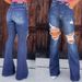 2023 European And American Cross-border Spring-summer New Casual Trendy Ripped Distressed Flared Denim Pants For Women_ecoleips.com