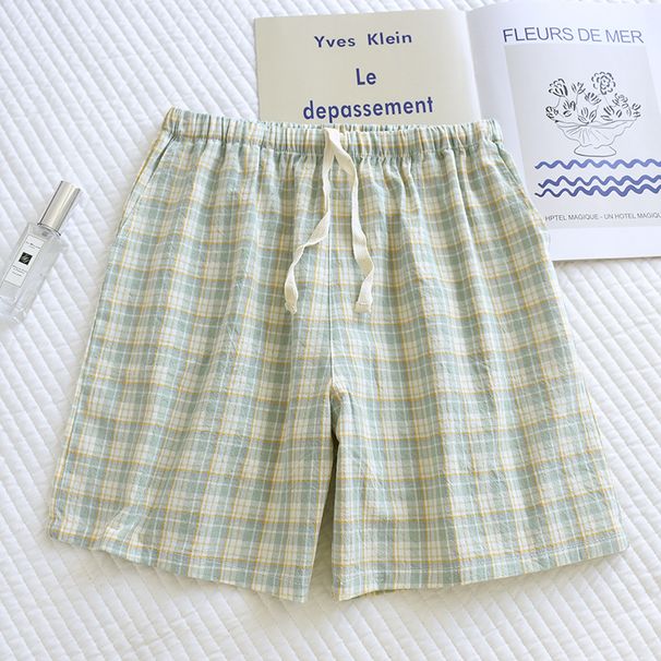 Summer Cotton Women's Shorts Roomwear Sleep Shorts Classic Plaid Design Thin Style Breathable Homewear Pants Women_ecoleips.com
