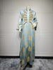 Verve AB402 Muslim Abaya Dubai Dress V-neck Jacquard Beaded New Women's Fashion_ecoleips.com