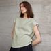 Women's Minimalist Style Pure Linen Short Sleeved T-Shirt Breathable round Neck Flutter Sleeve Design Solid Color Summer Top_ecoleips.com