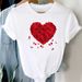 European And American Cross-border Foreign Trade Women's Clothing, Simple Heart-printed Round-neck Short-sleeve T-shirt_ecoleips.com