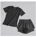 Yoga Sports Suit For Women Running Quick Drying Mesh Breathable Anti Exposure Pocket High Waist Shorts Fitness Short Sleeves_ecoleips.com