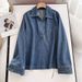 Women's Clothing Pullover Denim Shirt Straight Drape Wide Leg Pants Suit_ecoleips.com