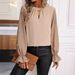 Women's Fashionable Casual Long Sleeve Shirt Spring Autumn Flared Pearl Detail_ecoleips.com