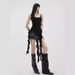 Women’s Clothing Summer Pure Desire Style Hot Girl Top Black Asymmetrical Ribbon Ruffle Vest Design Suspenders_ecoleips.com
