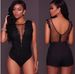 Women's Clothing Spring And Summer New Sexy Lace Splicing Sexy Bodysuit Transparent Deep V Bodysuit Beach Dress_ecoleips.com